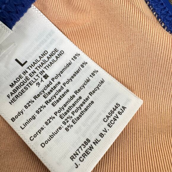 NWT J.Crew Women's Blue Solid Comfortable Heritage Scoopneck Bikini Top Size L - Picture 3 of 6